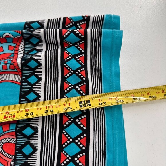 Bohemian-Inspired Turquoise Red Patterned Midi Dress Elastic Waist M Gypsy Swim - Picture 4 of 9